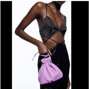 ZARA / Leather Purple Mini Bucket Bag